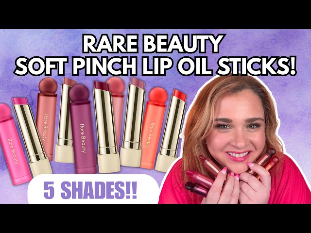 NEW RARE BEAUTY SOFT PINCH LIP OIL STICK REVIEW, Demo & Swatches!  5 SHADES!!