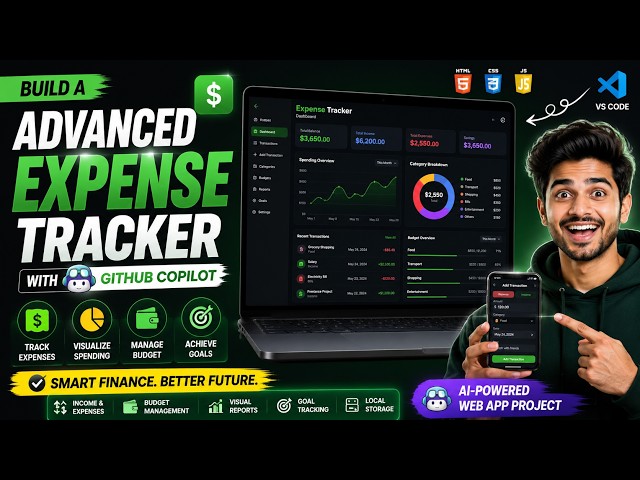 Advanced Expense Tracker with GitHub Copilot in VS Code | Step-by-Step AI Project #githubcopilot
