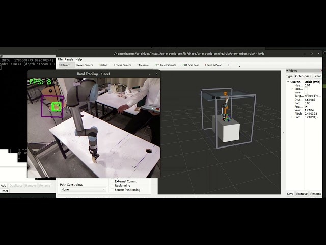 HRC - Real-Time HRC Simulation: MoveIt2 Motion Planning on UR5e with Kinect Vision | ROS2 Humble