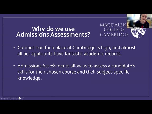 University of Cambridge Pre-Registered Admissions Assessment Webinar