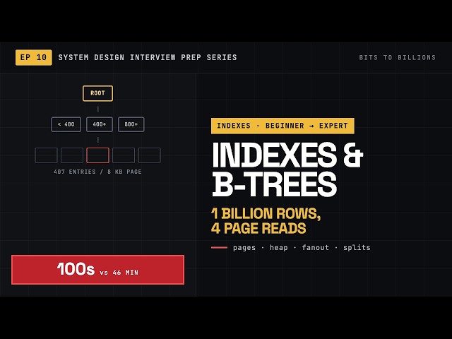 Ep 10 | Database Indexes & B-Trees Explained From Zero - Bits To Billions | System Design