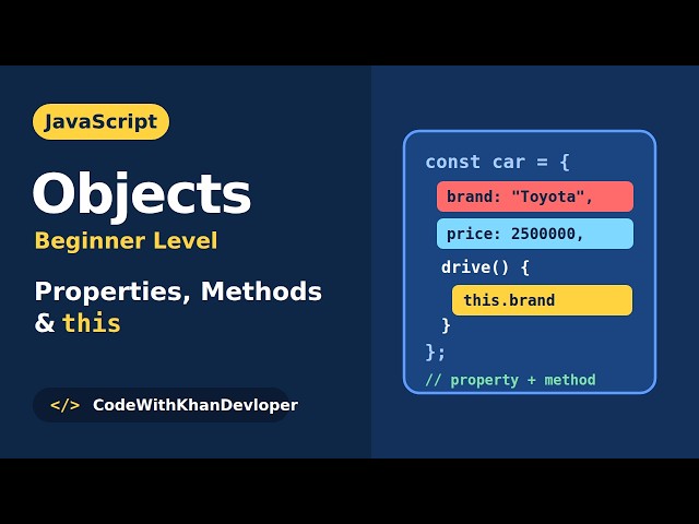 JavaScript Objects | Properties, Methods & this Keyword | JavaScript for Beginners