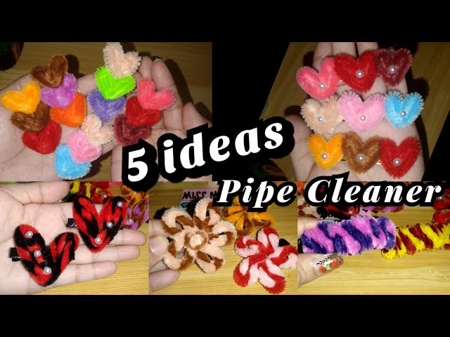 DIY❤️ 5 ideas of cute hairclips using pipe cleaner/fuzzy wire. watch na po 🤭 #diy #craft #handmade