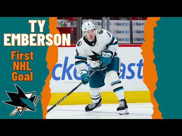 Ty Emberson #6 (San Jose Sharks) first NHL goal Nov 25, 2023