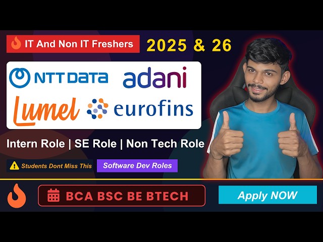 4 Plus Companies | NTT Data, Adani , Hiring Freshers | BCA BSC Engineering | IT Non IT | Apply Now