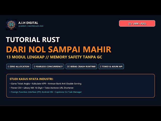 Belajar Rust Dari Pemula Sampai Mahir (Full 1 Jam+) — Bebas Memory Leak & Fearless Concurrency