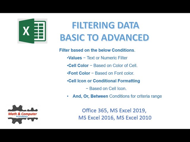 EXCEL FILTERING DATA (BASIC TO ADVANCED)