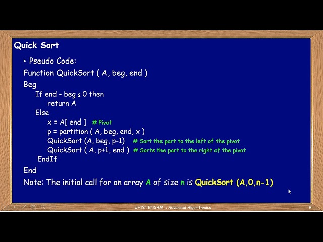 03 Algorithms : Average Complexity - QuickSort  :: Lomuto Partition 2/3