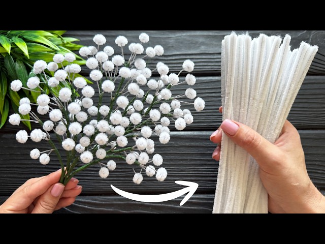 How to Make Gypsophila Flowers from Pipe Cleaners 🌸 Easy DIY Flower Bouquet