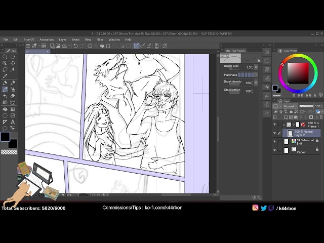Working on a Manga in Clip studio paint