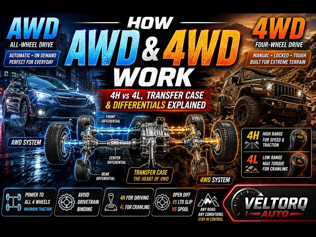 How AWD & 4WD Work | 4H vs 4L, Transfer Case & Differentials Explained 🚗⚙️
