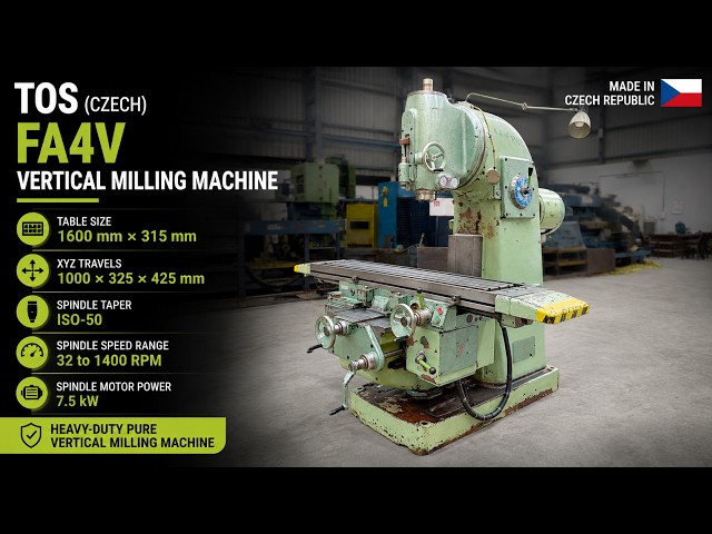 TOS (Czech) FA4V Vertical Milling Machine | 1600 mm × 315 mm Table