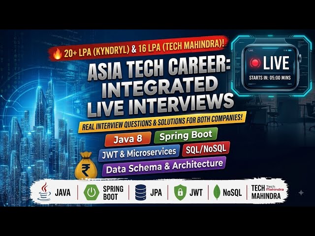 🔥 Kyndry Java Developer LIVE Interview |Multithreading | Spring Boot | JPA | JWT |SQL | NOSQL