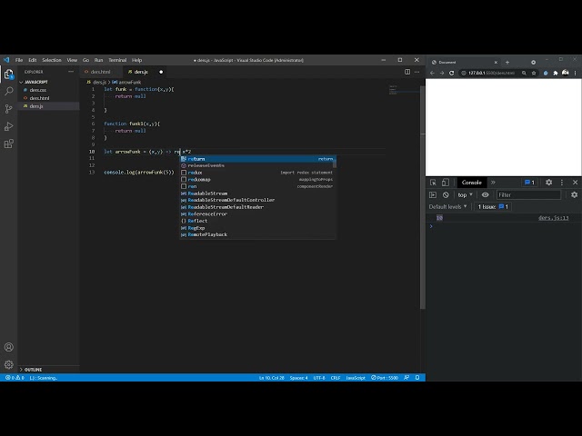 Javascript 13 Strict, arrow function and clean code