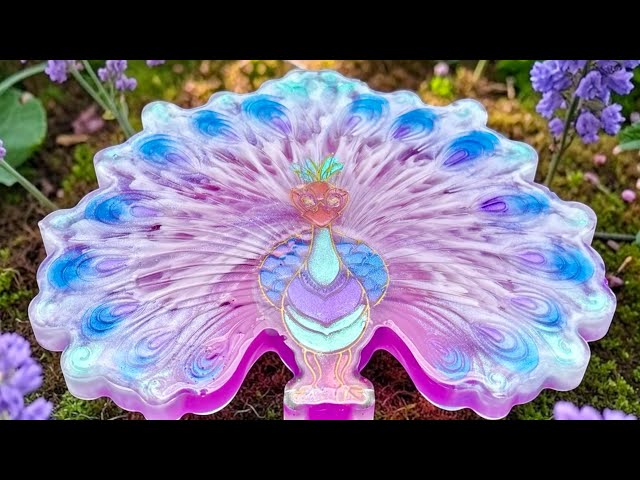 #519 Fun Web or Lace Effect in a Peacock Mold in Epoxy Resin