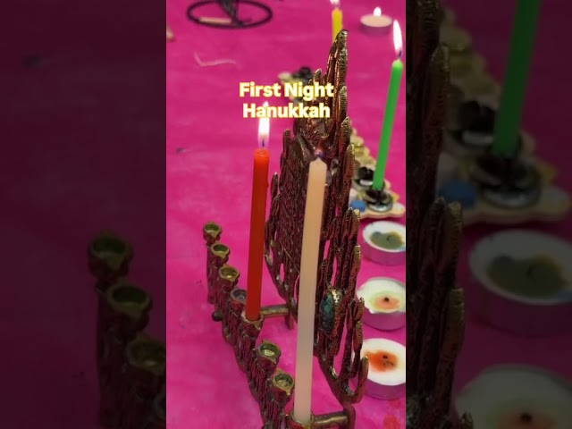 Lighting Candles for the First Night of Hanukkah in Israel #shorts