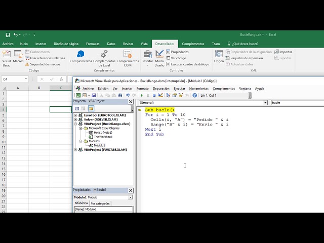 Escribir con un Bucle en un Rango con una macro de Excel