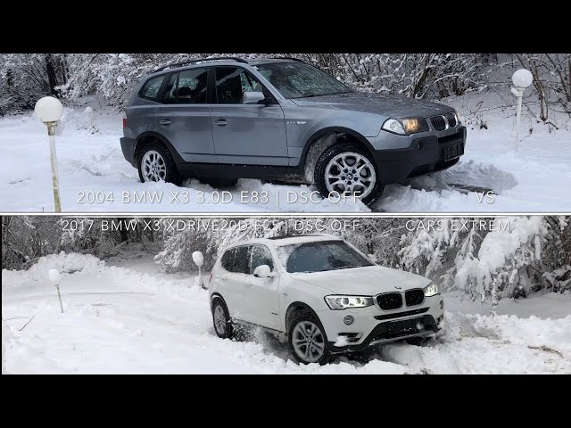 SNOW COMPARISON: 2017 BMW X3 xDrive20d F25 VS 2004 BMW X3 3.0d E83 | 20% INCLINE | DSC OFF | xDrive