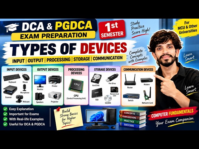 Fundamentals of Computer | Types of Devices | Input, Output & More | DCA PGDCA 1st Sem.