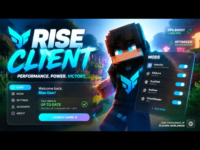 Rise Client - The Best Free Minecraft Hacked Client for Java in 2026! (1.8.9 - 1.21.11+)