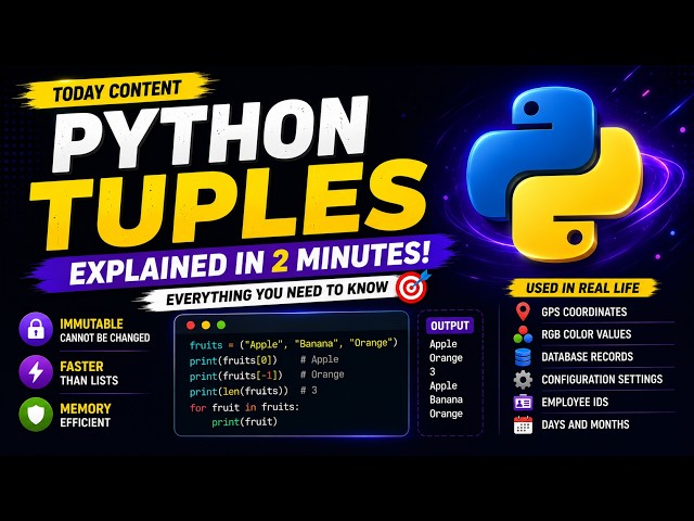 Python Tuples 🐍  | Learn Python for Beginners #python #coding #programming #techcontent  #beginners