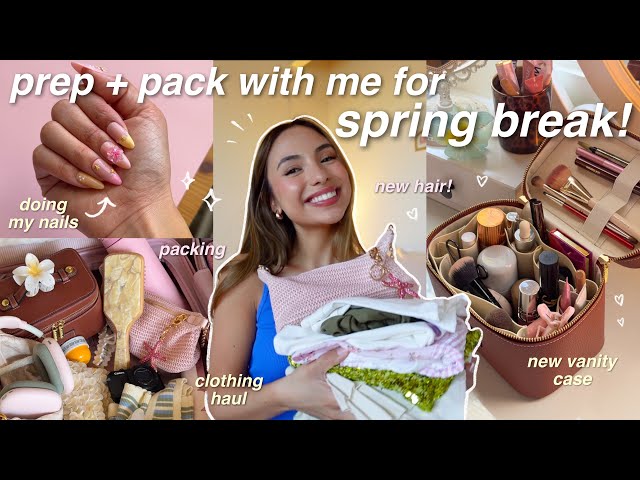 PREP + PACK W/ ME FOR SPRING BREAK 🌺 new hair, doing my nails, clothing haul, packing, etc! ✨