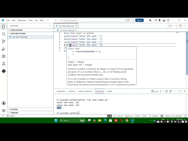 Python Runtime Input Tutorial in Tamil | input() Function Explained | VS Code 