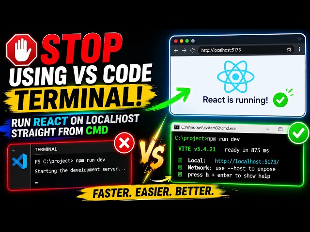 Stop Using VS Code Terminal! Run React on Localhost Straight from CMD