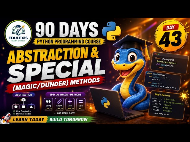 Day 43: Abstraction & Magic (Dunder) Methods in Python | Learn Python with Edulexis