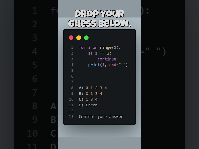 Python continue Keyword 🔄 | One Number Gets Skipped! #python #ai #coding