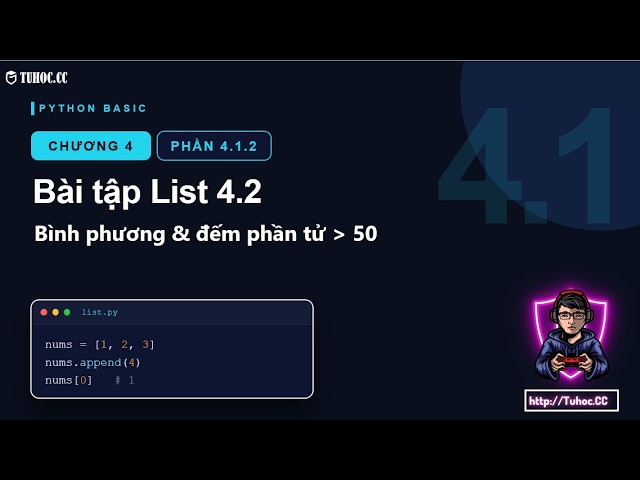 4.1.2 Python List Exercise Solutions - Squaring & Counting Elements   50