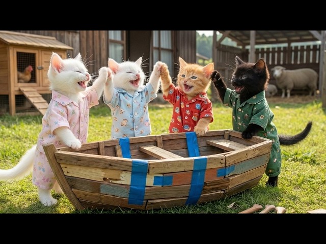 Tiny Kittens Build a Boat & Get Stranded on Island 🐱🚤🏝️
