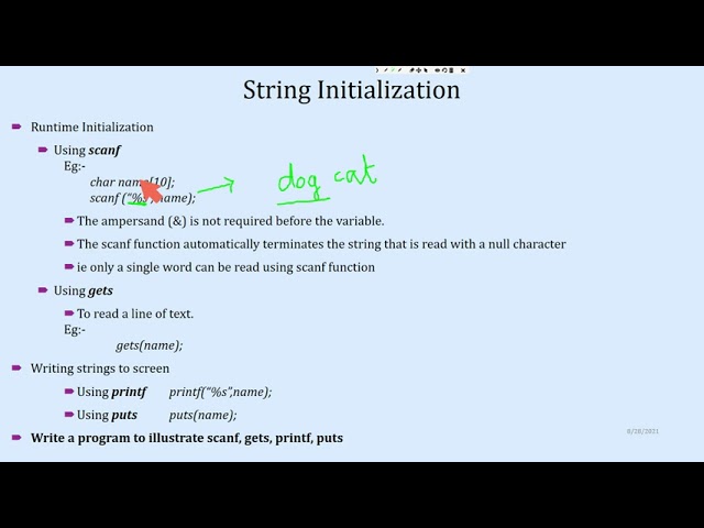 Strings in C & String handling functions (Part I)