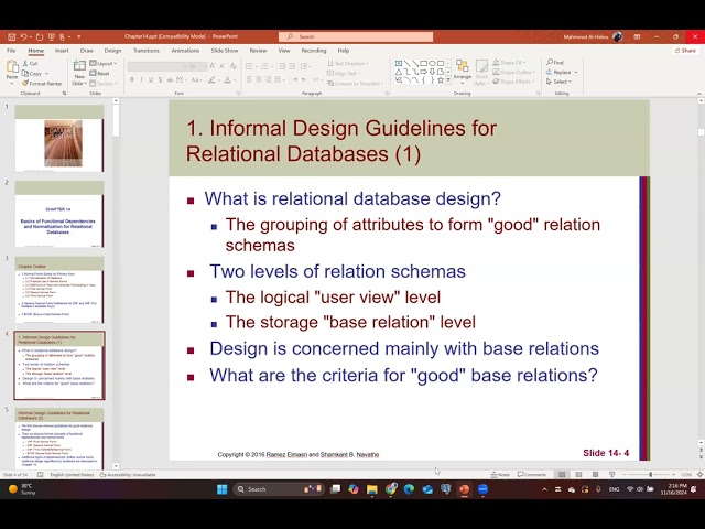 ch14: Basics of Functional Dependencies and Normalization for Relational Databases