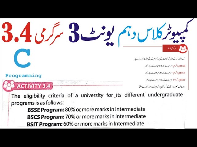 activity 3.4 10 computer | the eligibility criteria of university for its different undergraduate