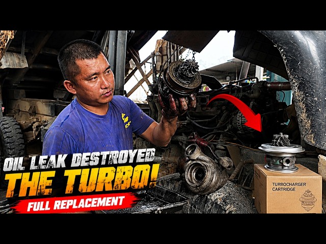 Heavy Truck Turbo Failure! Replacing a Damaged Turbo Core Leaking Oil