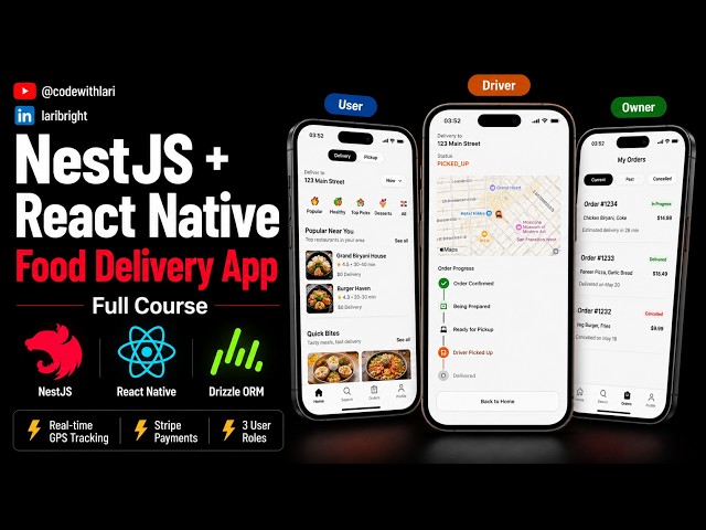 Full Course | NestJS + React Native — Food Delivery App