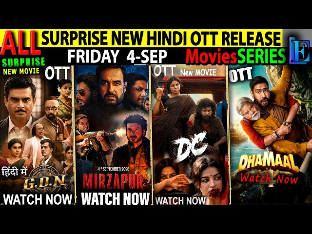 SURPRISE TODAY NEW Hindi OTT Release 4-SEP l Dhamaal4-Gandhari-GDN-Korean-TKMP2-ToxicHindiTrailer