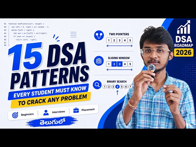 15 DSA Patterns Every Student Must Know 🚀 | Complete Telugu Guide | Placements 2026