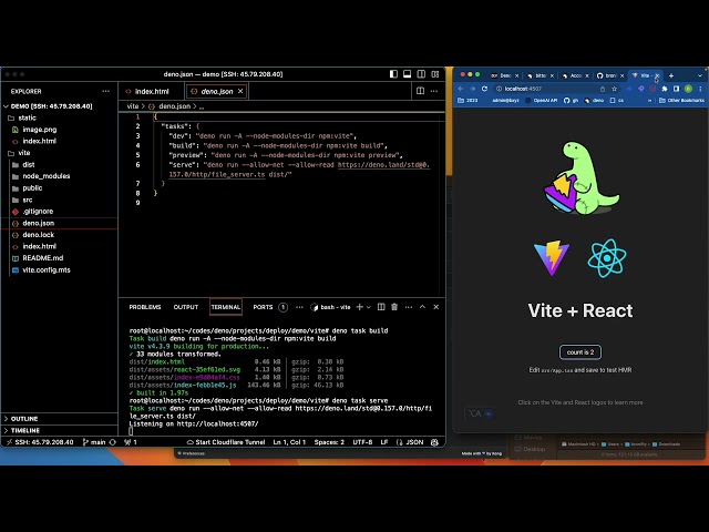 deno deploy static site (vite react) with github actions (unedited)