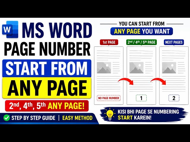 How to Start Page Numbers from Any Page in MS Word | Easy Method
