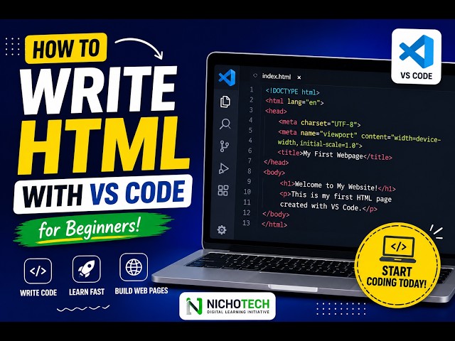 How to Write HTML Using VS Code | HTML for Beginners 💻 | Software Development