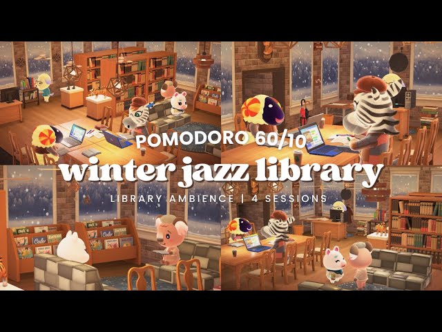 ⏱ Pomodoro 60/10 ❄ Winter Jazz Library 📚 Jazz Pomodoro Playlist | Typing | Study Work Aid 🎧