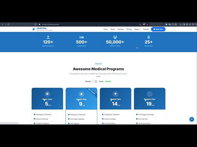 Modern Hospital Website Design | HTML CSS JavaScript Project (Full Responsive + Animations)