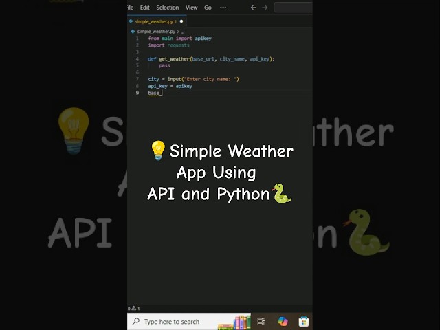 display real-time weather data with #python & openweathermap api 🌤️ #programming #coding #shorts