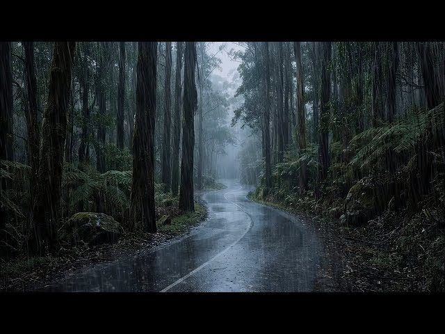 Calming Rain Sounds on Forest Road – Deep Sleep, Relaxation, Stress Relief & Focus