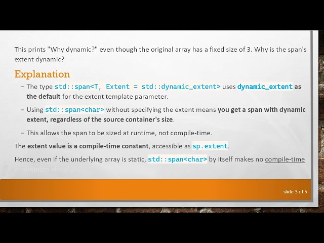 Understanding the dynamic_extent of std::span from Static Arrays in C+ + 20