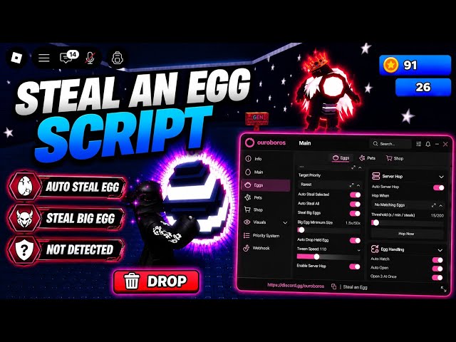 Steal an Egg Script - NO KEY | Auto Steal Egg, Auto Treadmill, Auto Hatch, No Kick & Detected