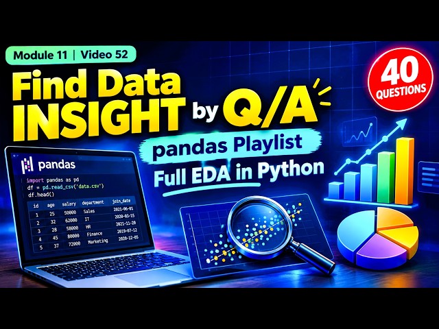 Python Pandas EDA Tutorial V-52 | 40 Questions with Code & Business Insights | pandas Data Analysis