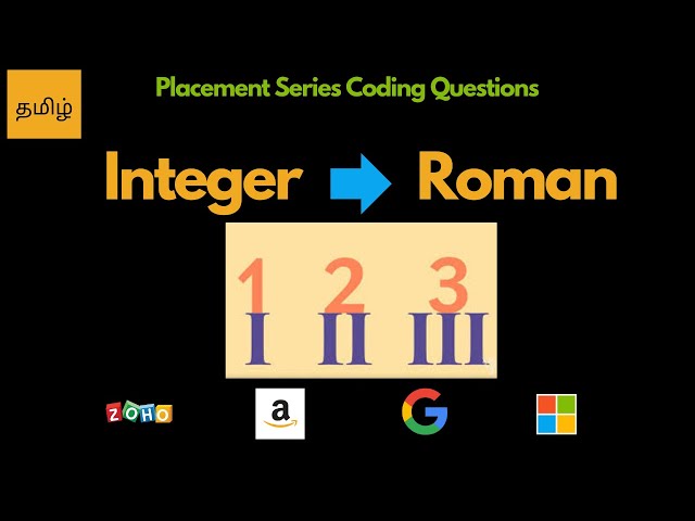 FAANG Interview Question - Integer To Roman - Interview Coding Question -  Leetcode 12 - Tamil